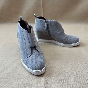 Paolo Gray Suede Heeled Wedge Sneaker Booties